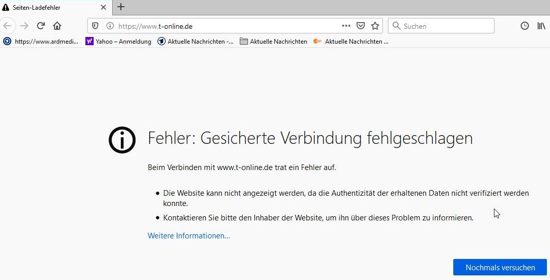 Windows 10 firefox keine rückmeldung