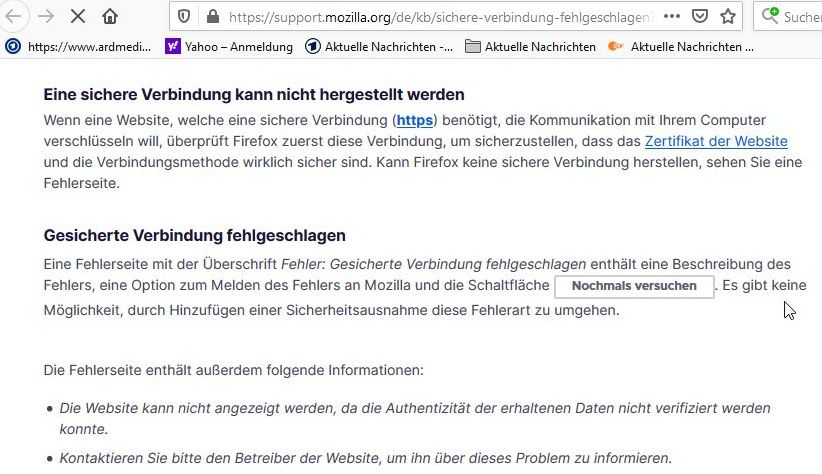 Windows 10 firefox keine rückmeldung