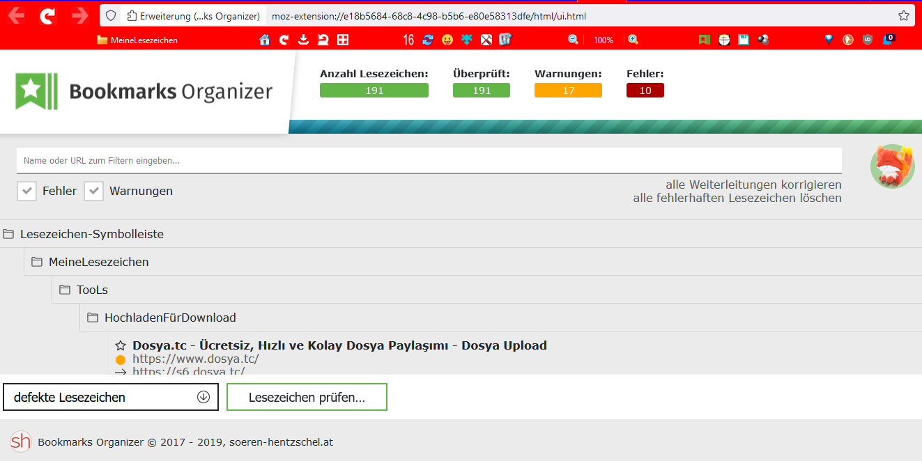 Fragen zum Bookmarks Organizer Erweiterungen & Themes campfirefox.de